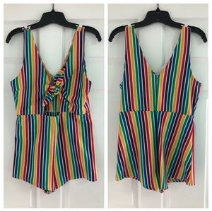 🌈 F21 Rainbow Bow-Tie Shorts Romper